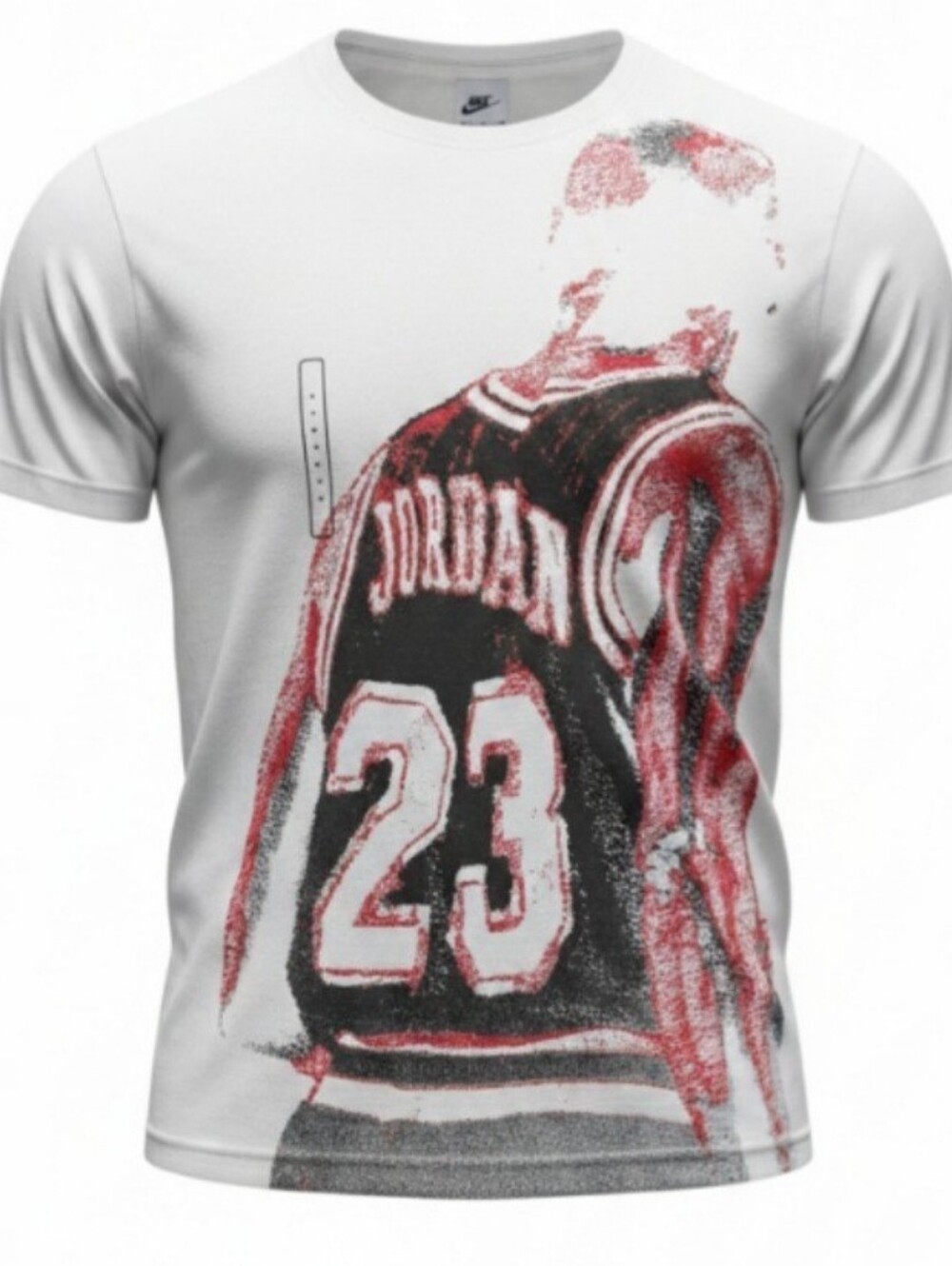 Nike Men's White Short-Sleeve Tee with Red and Black Jordan 23 Graphic, Size Med